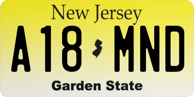 NJ license plate A18MND