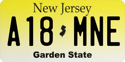 NJ license plate A18MNE