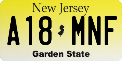 NJ license plate A18MNF