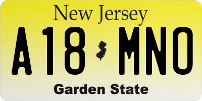 NJ license plate A18MNO
