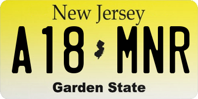 NJ license plate A18MNR