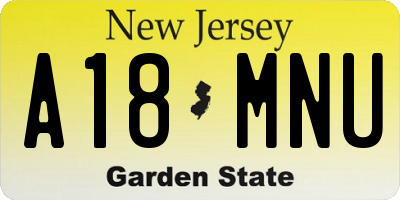 NJ license plate A18MNU