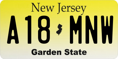 NJ license plate A18MNW