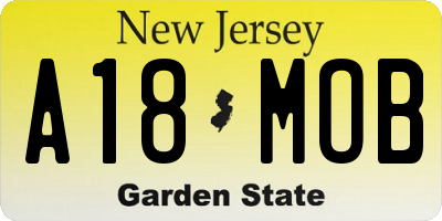 NJ license plate A18MOB