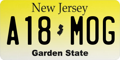 NJ license plate A18MOG