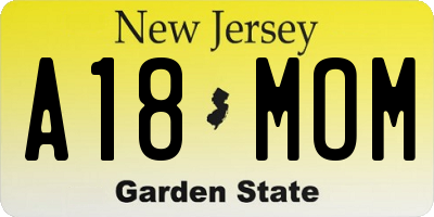 NJ license plate A18MOM