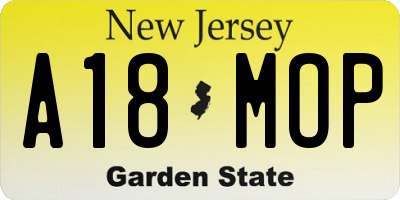 NJ license plate A18MOP