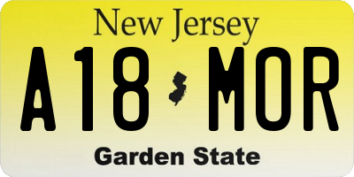 NJ license plate A18MOR