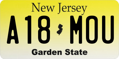 NJ license plate A18MOU