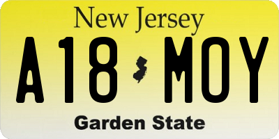 NJ license plate A18MOY