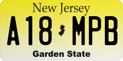 NJ license plate A18MPB