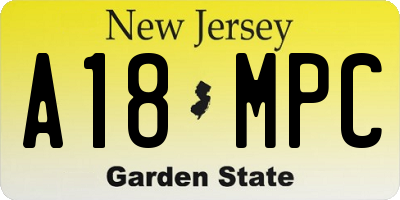 NJ license plate A18MPC