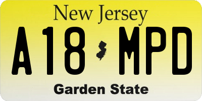 NJ license plate A18MPD