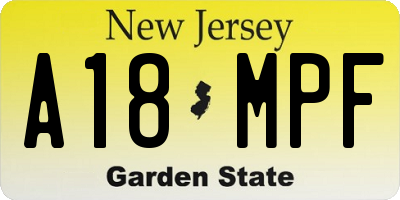 NJ license plate A18MPF