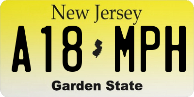 NJ license plate A18MPH
