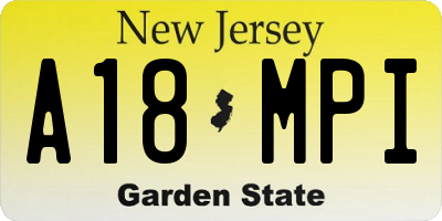 NJ license plate A18MPI