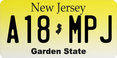 NJ license plate A18MPJ
