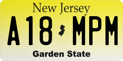 NJ license plate A18MPM