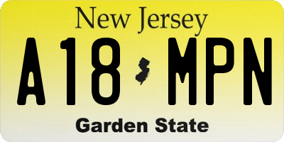NJ license plate A18MPN