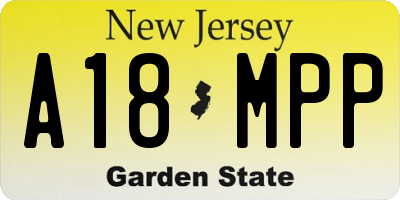 NJ license plate A18MPP