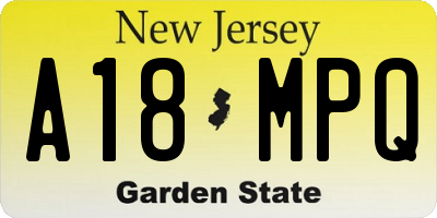 NJ license plate A18MPQ