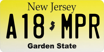 NJ license plate A18MPR
