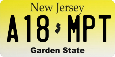 NJ license plate A18MPT