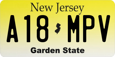 NJ license plate A18MPV