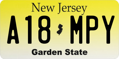 NJ license plate A18MPY