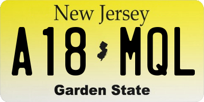 NJ license plate A18MQL