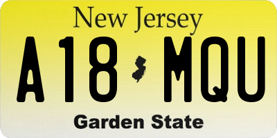 NJ license plate A18MQU