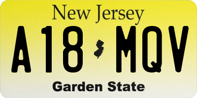 NJ license plate A18MQV