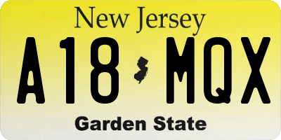 NJ license plate A18MQX
