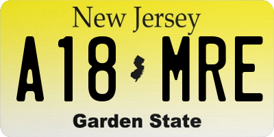NJ license plate A18MRE