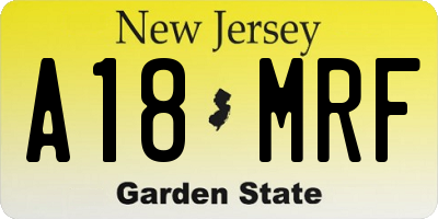 NJ license plate A18MRF
