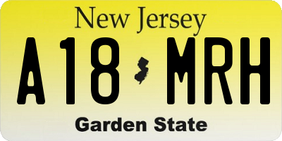 NJ license plate A18MRH