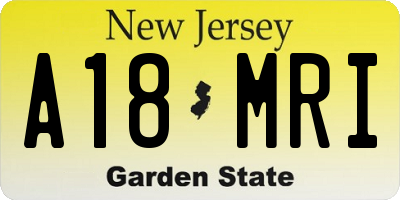 NJ license plate A18MRI
