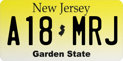 NJ license plate A18MRJ