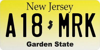 NJ license plate A18MRK