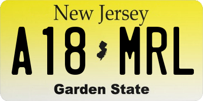 NJ license plate A18MRL