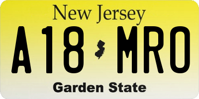 NJ license plate A18MRO