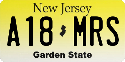 NJ license plate A18MRS