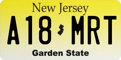 NJ license plate A18MRT