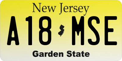 NJ license plate A18MSE
