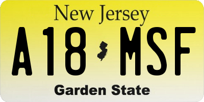 NJ license plate A18MSF