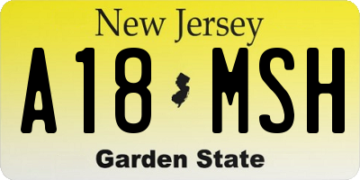 NJ license plate A18MSH