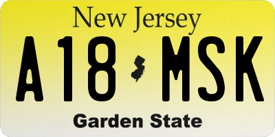 NJ license plate A18MSK