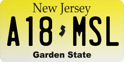 NJ license plate A18MSL