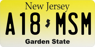 NJ license plate A18MSM