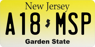 NJ license plate A18MSP
